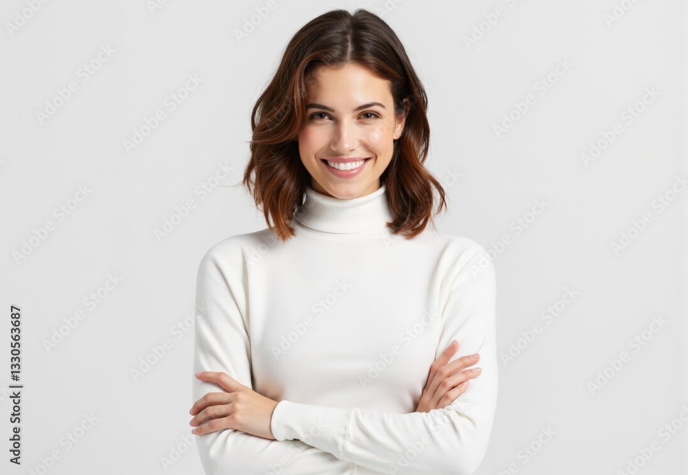 Portrait of Woman in White Turtleneck Sweater Portrait of Woman in White Turtleneck Sweater