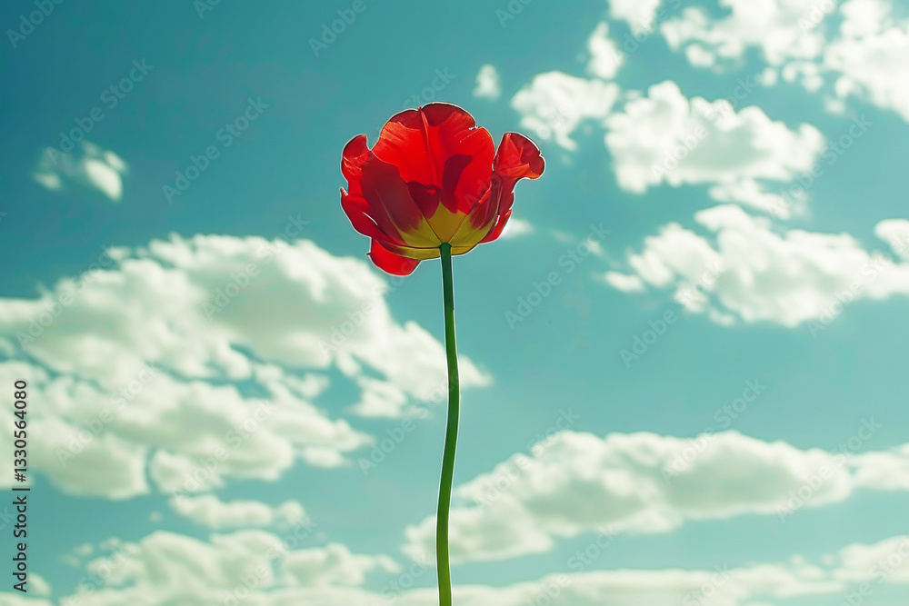 Obraz premium beautiful tulips on a bright plain background