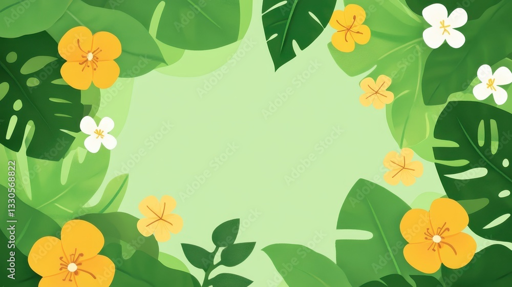 Tropical Paradise: A Vibrant Floral Frame