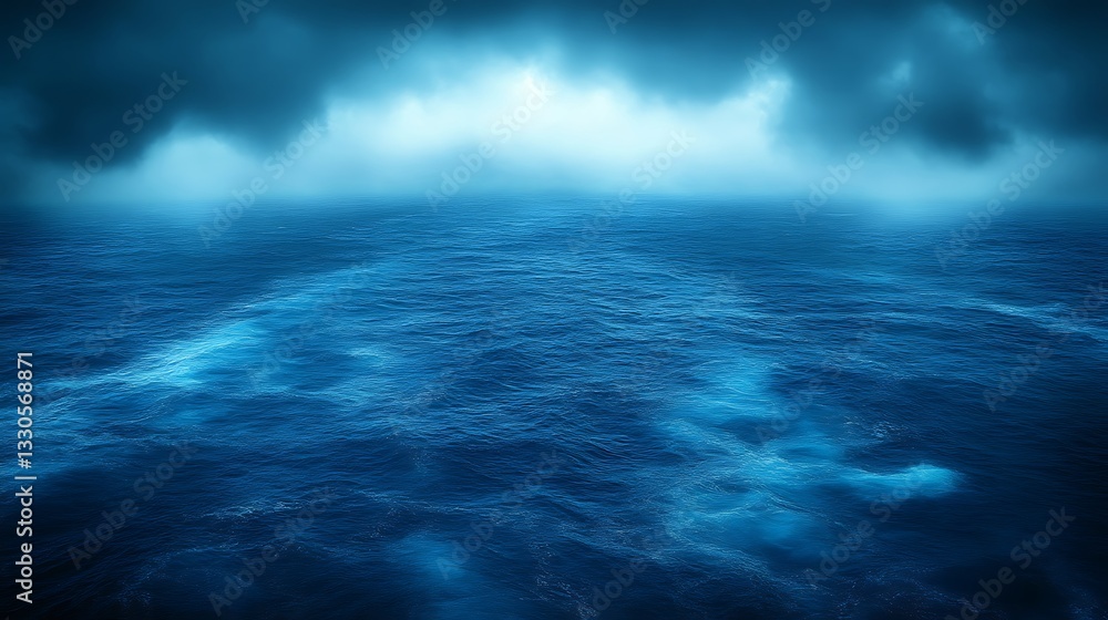 Fototapeta premium Dark Clouds Over a Deep Blue Ocean Surface