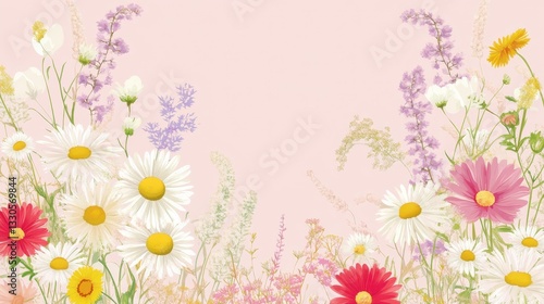 Obraz na płótnie Floral Meadow: A Pastel Paradise of Blossoms w salonie
