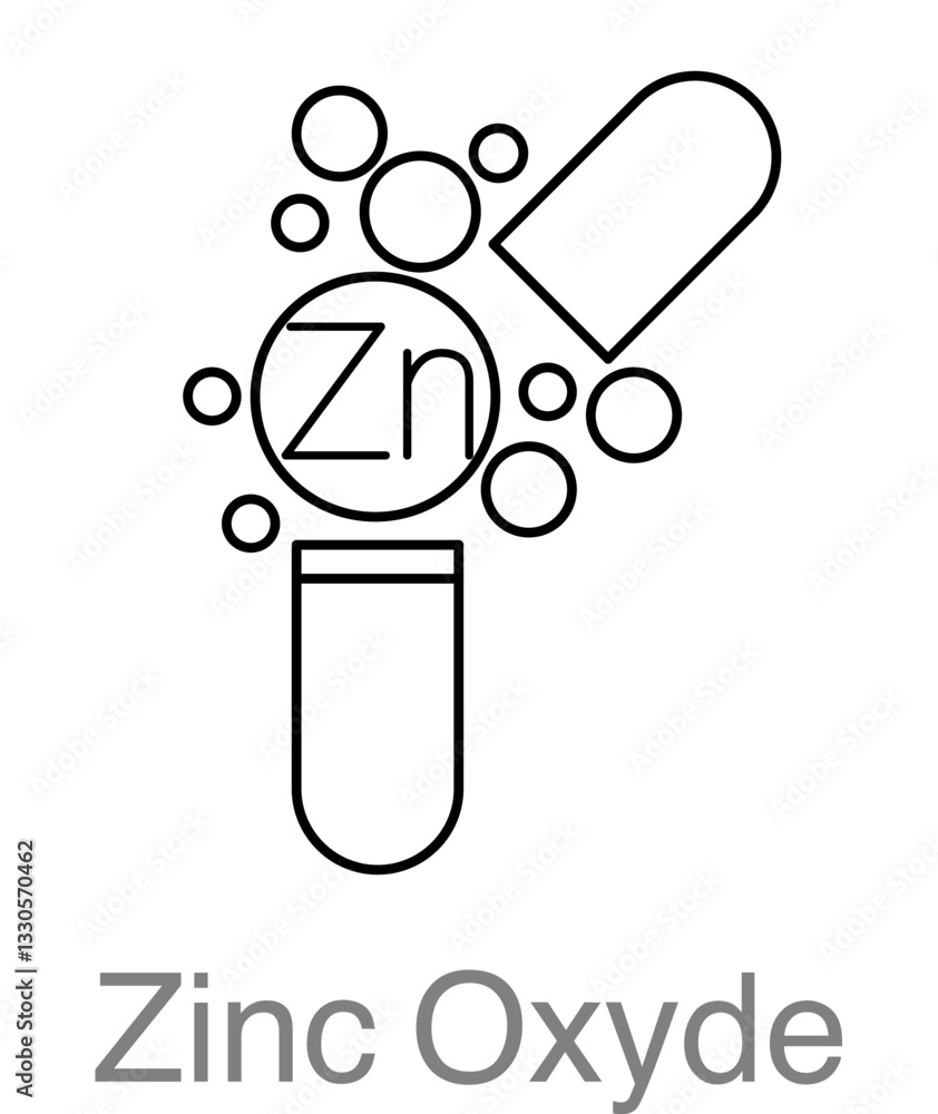 Zinc oxide. Dermatology icon.Graphics isolated on transparent background. Vector illustration. Zinc oxide. Dermatology icon.Graphics isolated on transparent background. Vector illustration.