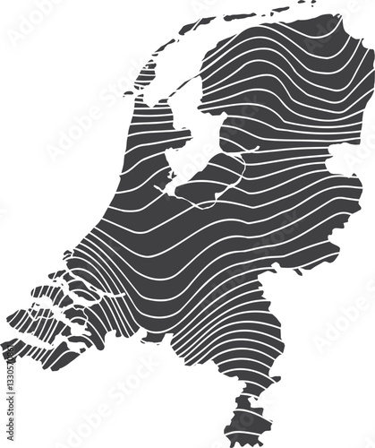 abstract map of Netherlands with wave pattern