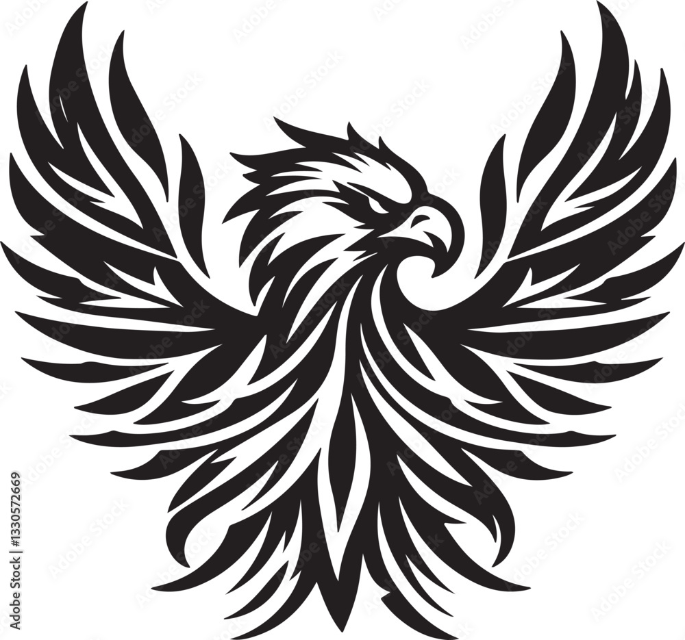 Fototapeta premium Majestic Eagle Wings Silhouette – Bold Black Vector Logo