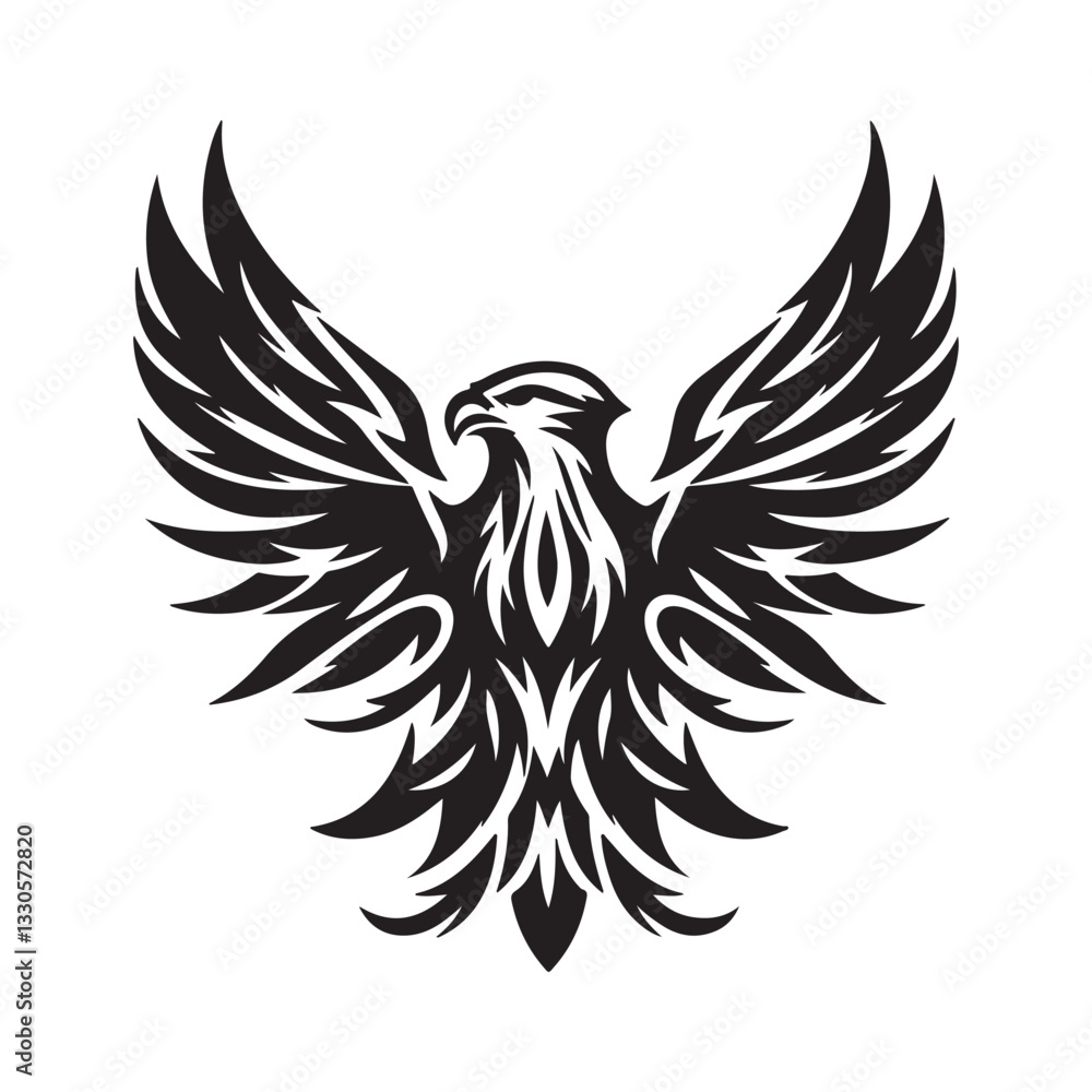 Naklejka premium Majestic Eagle Wings Silhouette – Bold Black Vector Logo