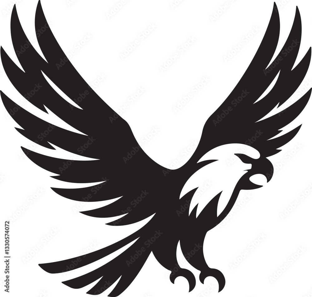 Fototapeta premium Majestic Eagle Wings Silhouette – Bold Black Vector Logo
