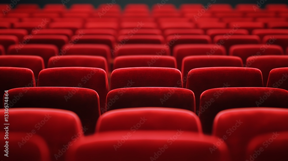 Naklejka premium Empty Red Velvet Seats in a Cinema Theater