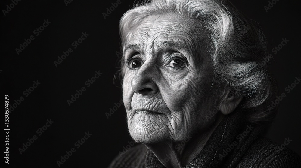 High Contrast Black and White Portrait of an Elderly Person High Contrast Black and White Portrait of an Elderly Person