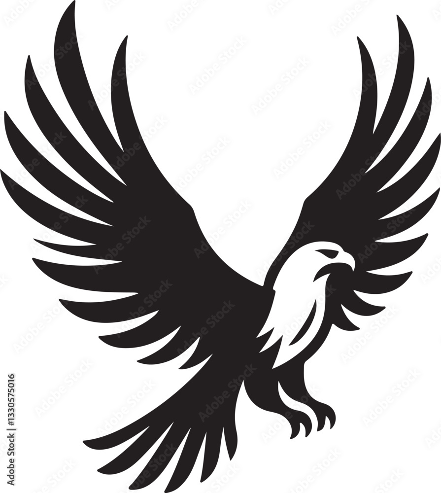 Obraz premium Majestic Eagle Wings Silhouette – Bold Black Vector Logo