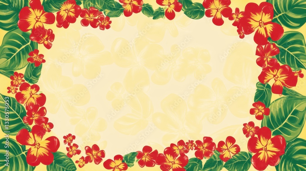 Vibrant Floral Frame: Tropical Flower Border Design