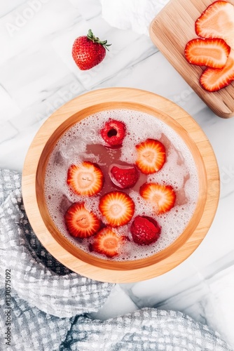Obraz na płótnie Refreshing Strawberry Foot Soak: A Luxurious Pampering Experience w salonie