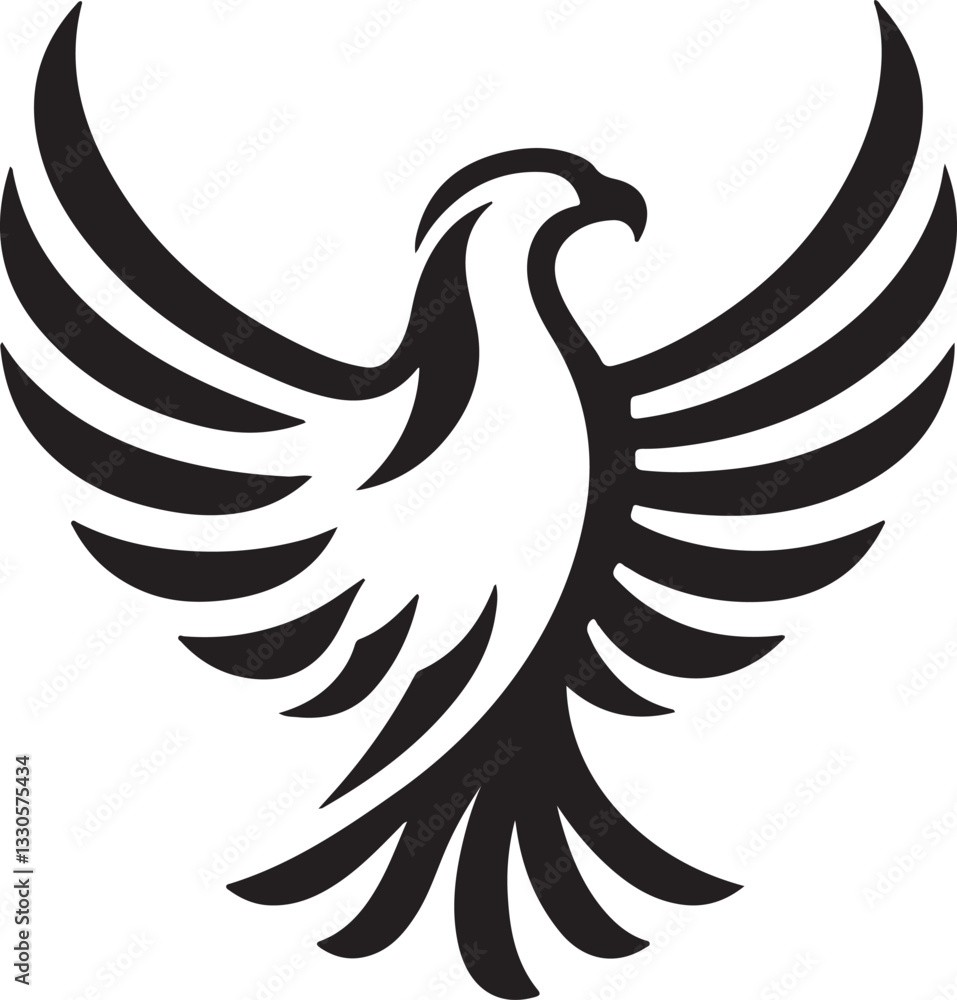 Fototapeta premium Majestic Eagle Wings Silhouette – Bold Black Vector Logo