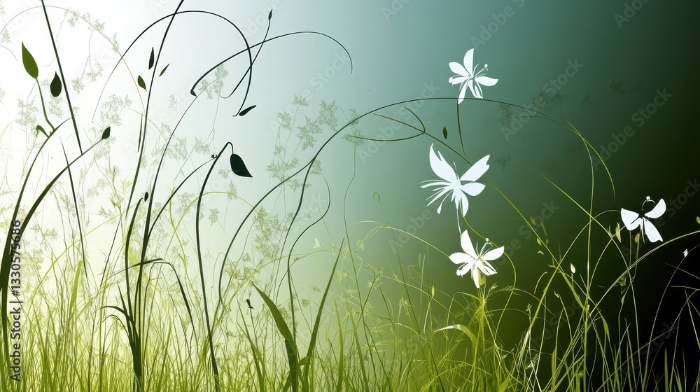 Serene Meadow: An Artistic Depiction of Tranquil Nature