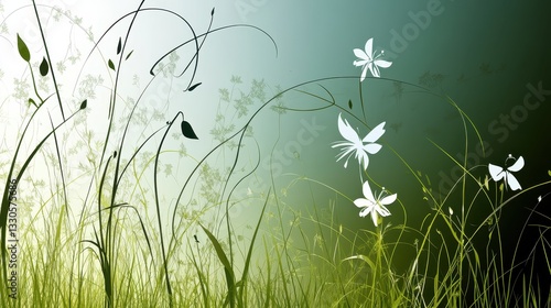 Obraz na płótnie Serene Meadow: An Artistic Depiction of Tranquil Nature w salonie