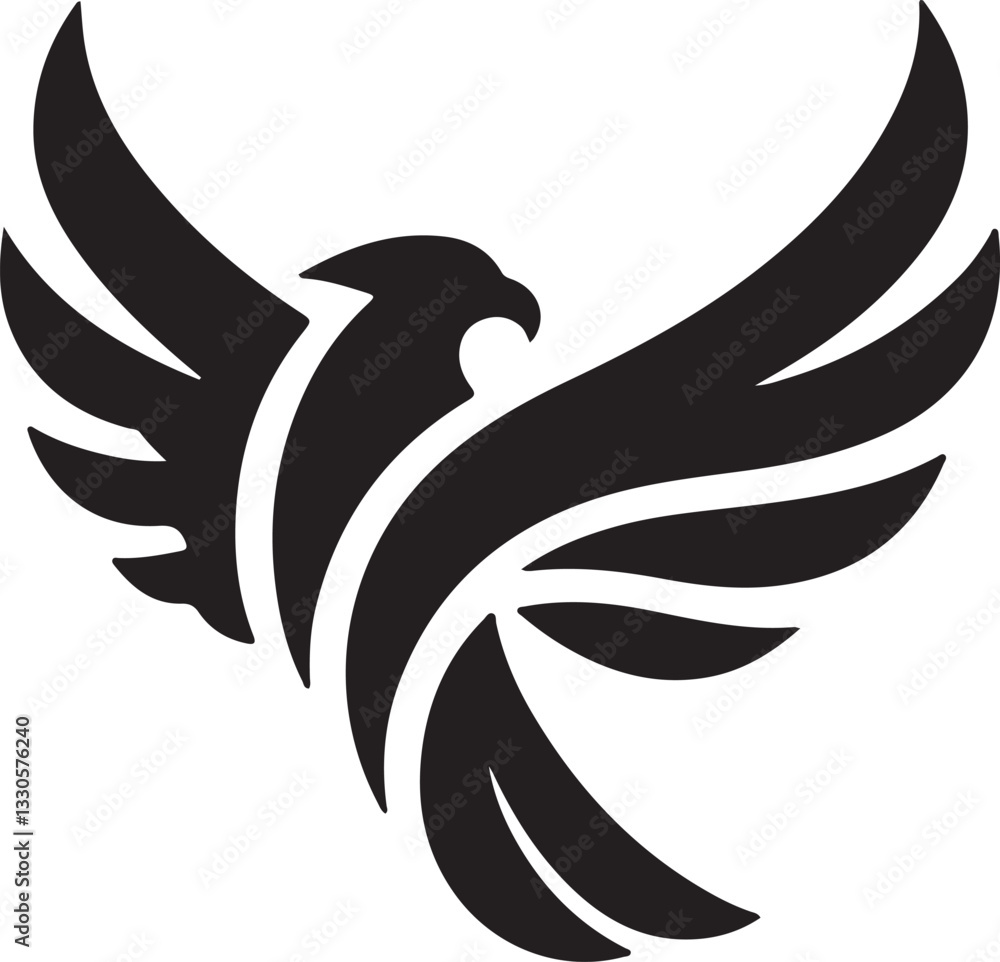 Naklejka premium Majestic Eagle Wings Silhouette – Bold Black Vector Logo
