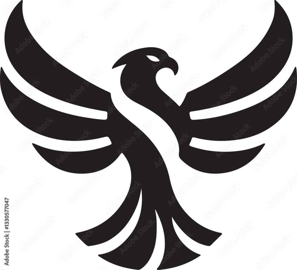 Obraz premium Majestic Eagle Wings Silhouette – Bold Black Vector Logo