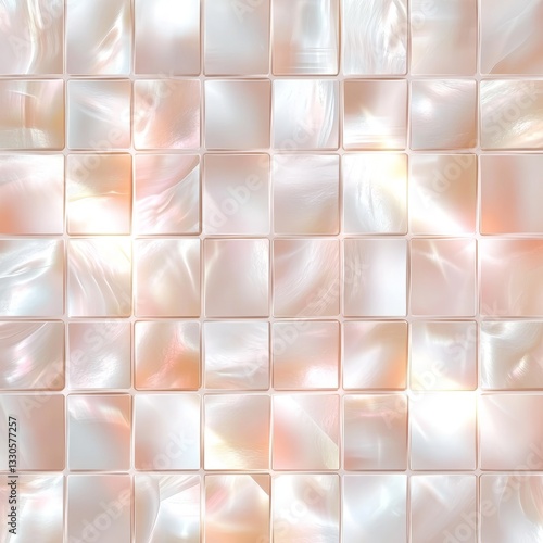 Pearl abstract tile design showcasing a smooth, reflective surface with soft hues of white and pink for elegant decor