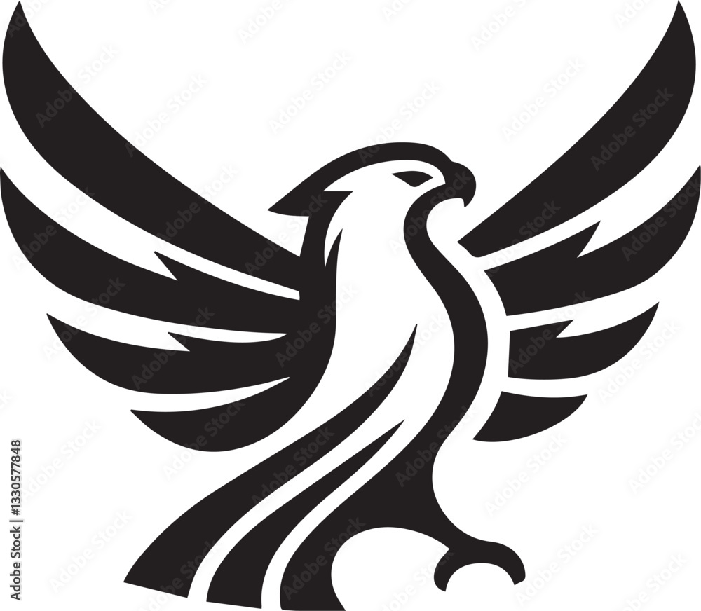 Fototapeta premium Majestic Eagle Wings Silhouette – Bold Black Vector Logo
