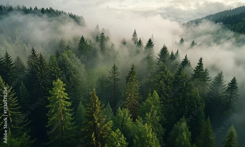 Misty Mountain Forest Aerial View Misty Mountain Forest Aerial View