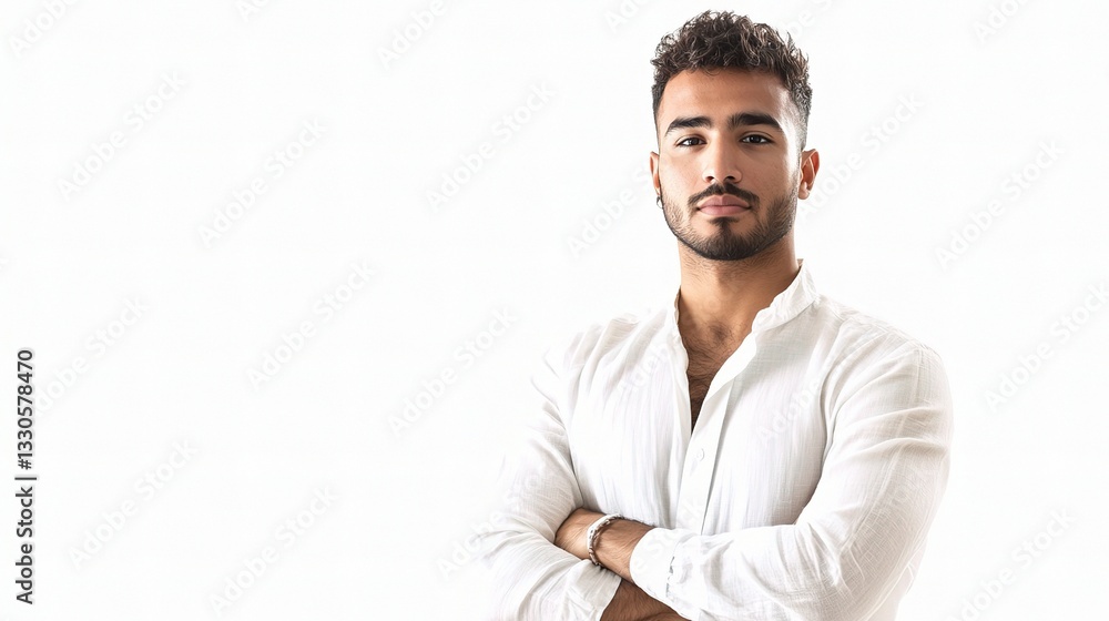 Confident Arabian Man in Stylish Casual Attire Smiling for Camera Confident Arabian Man in Stylish Casual Attire Smiling for Camera