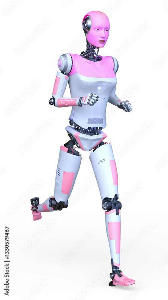 走る女性ロボット 3DCGレンダリング 走る女性ロボット 3DCGレンダリング