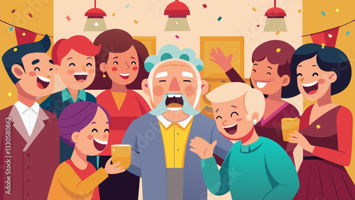 A night filled with laughter tears and a deep appreciation for the wisdom and beauty that comes with the golden years.. Vector illustration