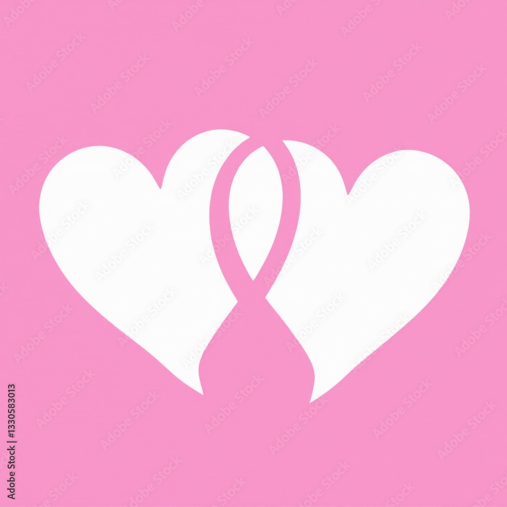 Intertwined Hearts and Pink Ribbon Graphic Intertwined Hearts and Pink Ribbon Graphic