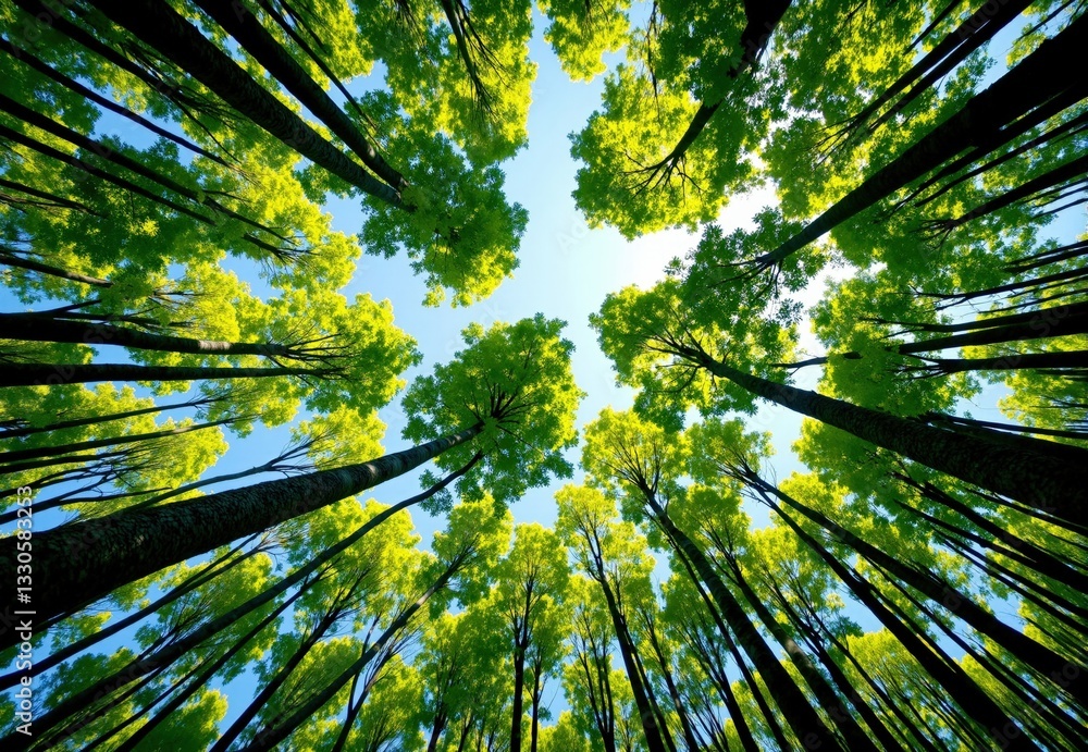 Low-Angle View of Deciduous Trees and Sky Low-Angle View of Deciduous Trees and Sky