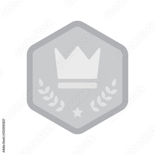 flat golden silver bronze medal badge trophy icon, award champion victory achievement vector, premium sports esports competition ranking success leaderboard honor illustration