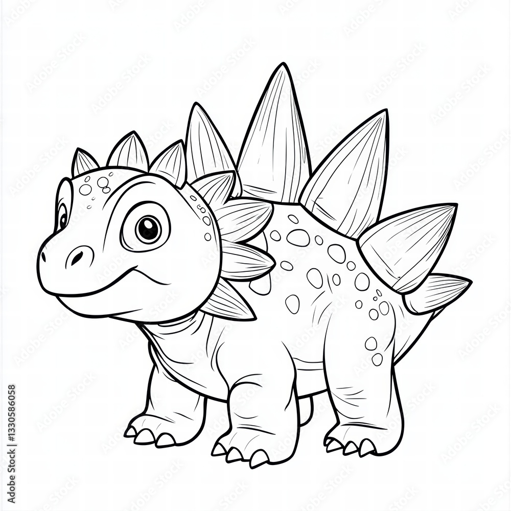 Adorable Stegosaurus Cartoon: A charming illustration of a smiling baby Stegosaurus, showcasing its iconic plates and a friendly demeanor, perfect for coloring books or educational materials. Adorable Stegosaurus Cartoon: A charming illustration of a smiling baby Stegosaurus, showcasing its iconic plates and a friendly demeanor, perfect for coloring books or educational materials.