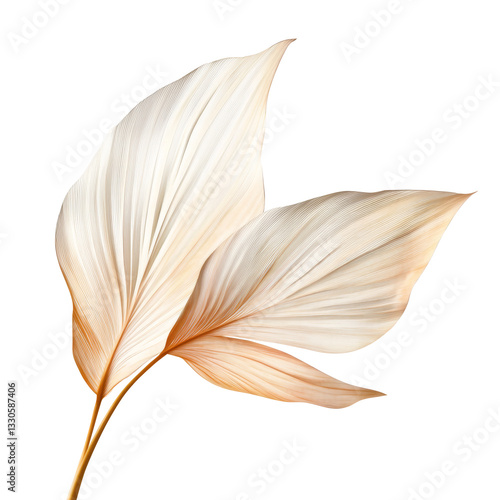 Elegant dried leaves isolated. Delicate beige-toned botanical elements with fine textures and soft aesthetics. Isolated and AI generated.  .
