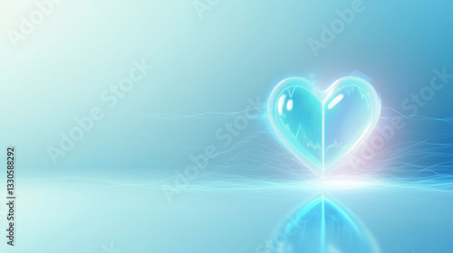 Fototapeta Naklejka Na Ścianę i Meble -  Glowing blue heart, copy space 