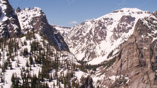 Aerial Cinematic Drone Shot of Grand Tetons Wyoming with snow capped mountain