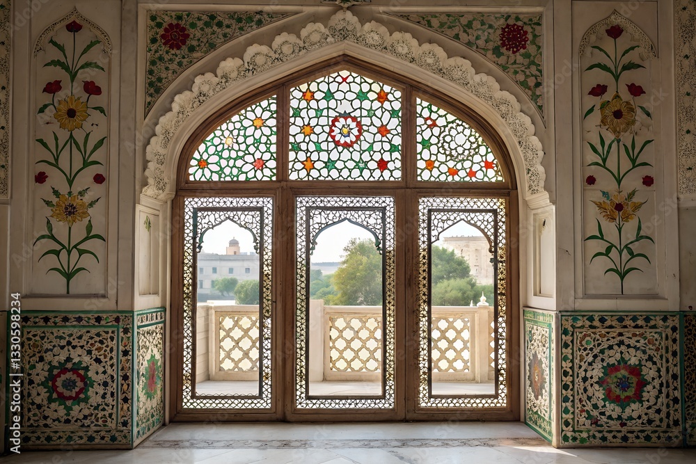 Obraz premium A beautiful Islamic window with patterns.