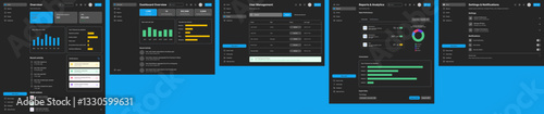 Admin Dashboard, Control Management,  Console UI & Backend Panel Black UI Kit Dark Web App Template