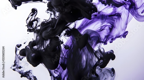 Swirling ink in water, black and violet blend