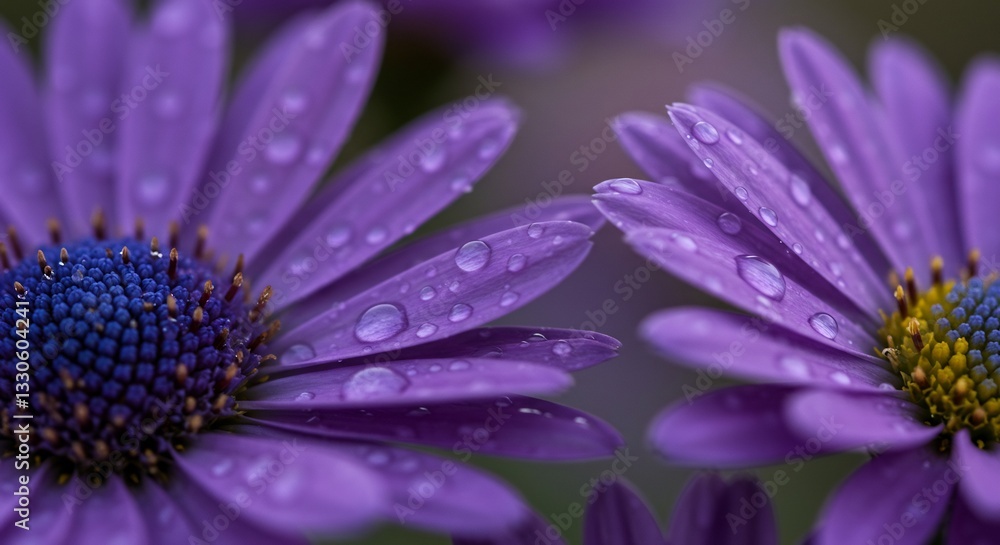 Vibrant purple flowers gleam softly under morning dew. AI Generated Vibrant purple flowers gleam softly under morning dew. AI Generated
