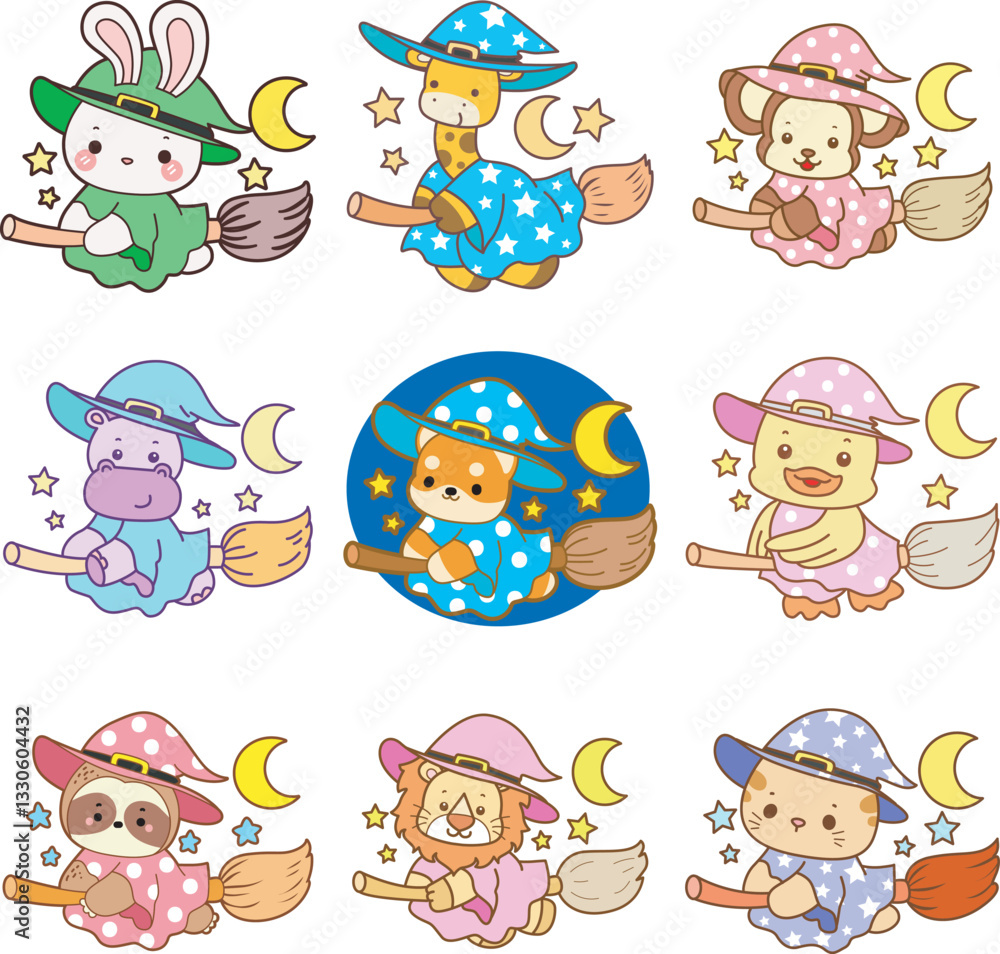 Cute animals vector icon with Halloween theme. Funny baby animal Halloween illustration.
Cute animals vector icon with Halloween theme. Funny baby animal Halloween illustration.