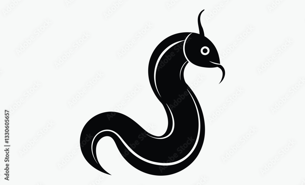 Fototapeta premium Worm silhouette vector icon, worm insect icon clip art silhouette logo design vector illustration 