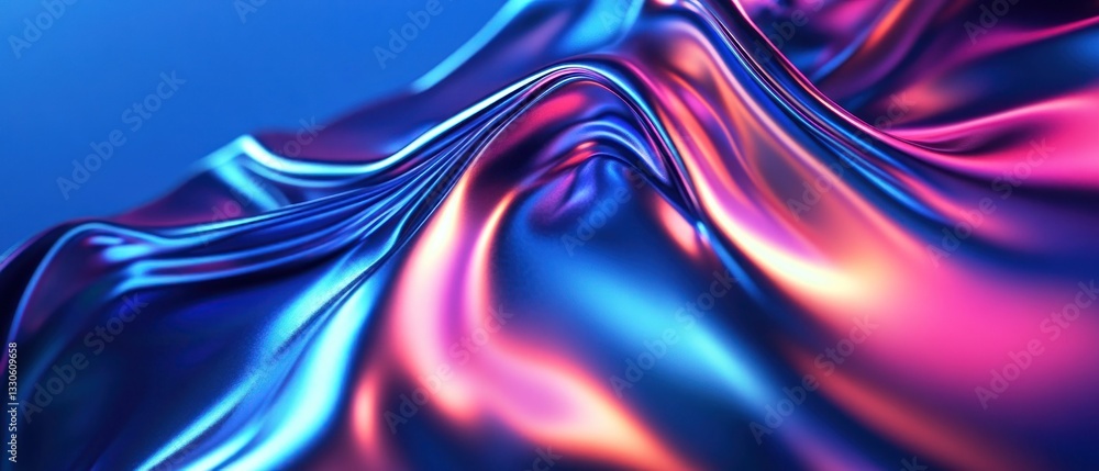 Fototapeta premium Colorful flowing fabric with vibrant light reflections