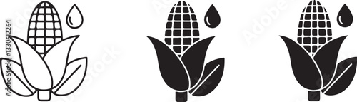 biomass energy icon set. eco, environment and renewable energy symbol. flask and leaves. isolated vector image