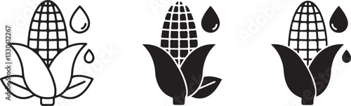 biomass energy icon set. eco, environment and renewable energy symbol. flask and leaves. isolated vector image