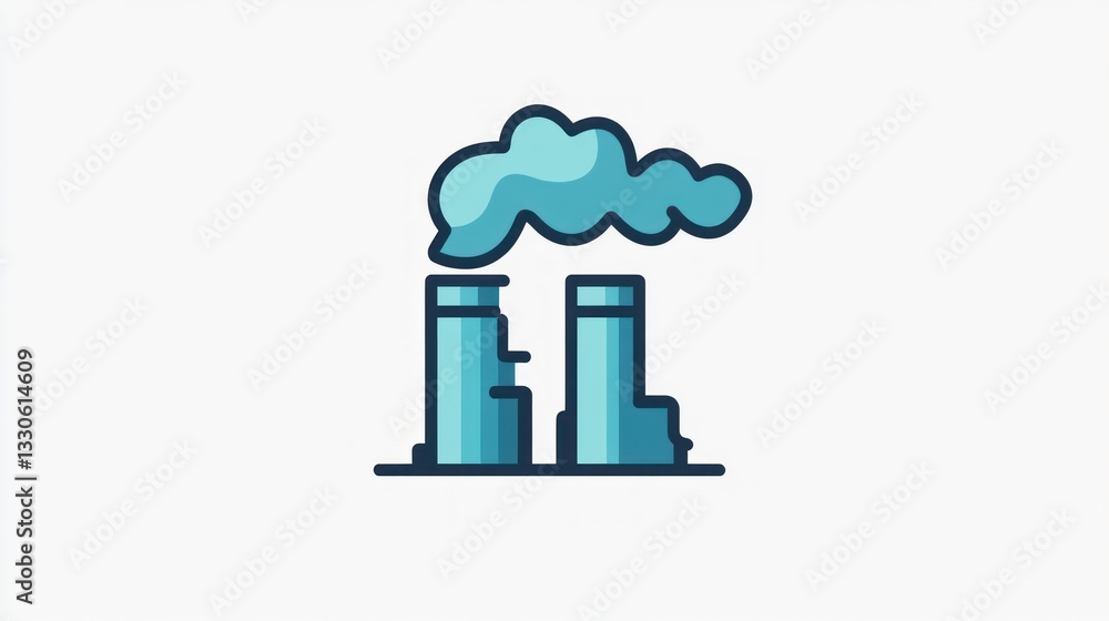 Industrial Smokestacks Emitting Clouds of Vapor Factory Pollution Icon Environmental Impact G Industrial Smokestacks Emitting Clouds of Vapor Factory Pollution Icon Environmental Impact G