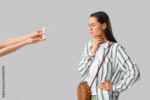Young woman and hands with ...