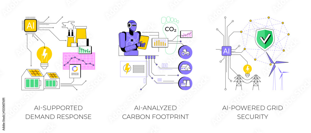 AI in energy consumption abstract concept vector illustrations.