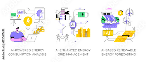 Obraz na płótnie AI in Energy production and use abstract concept vector illustrations. w salonie