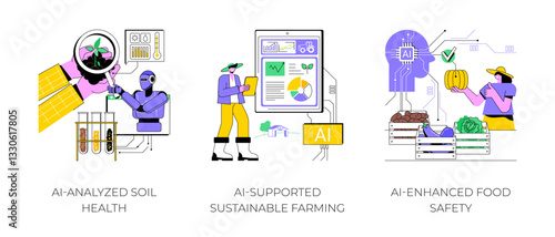 AI Technology in Agriculture abstract concept vector illustrations.