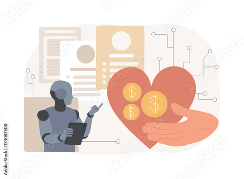 AI-Enhanced Donor Engagement abstract concept vector illustration.