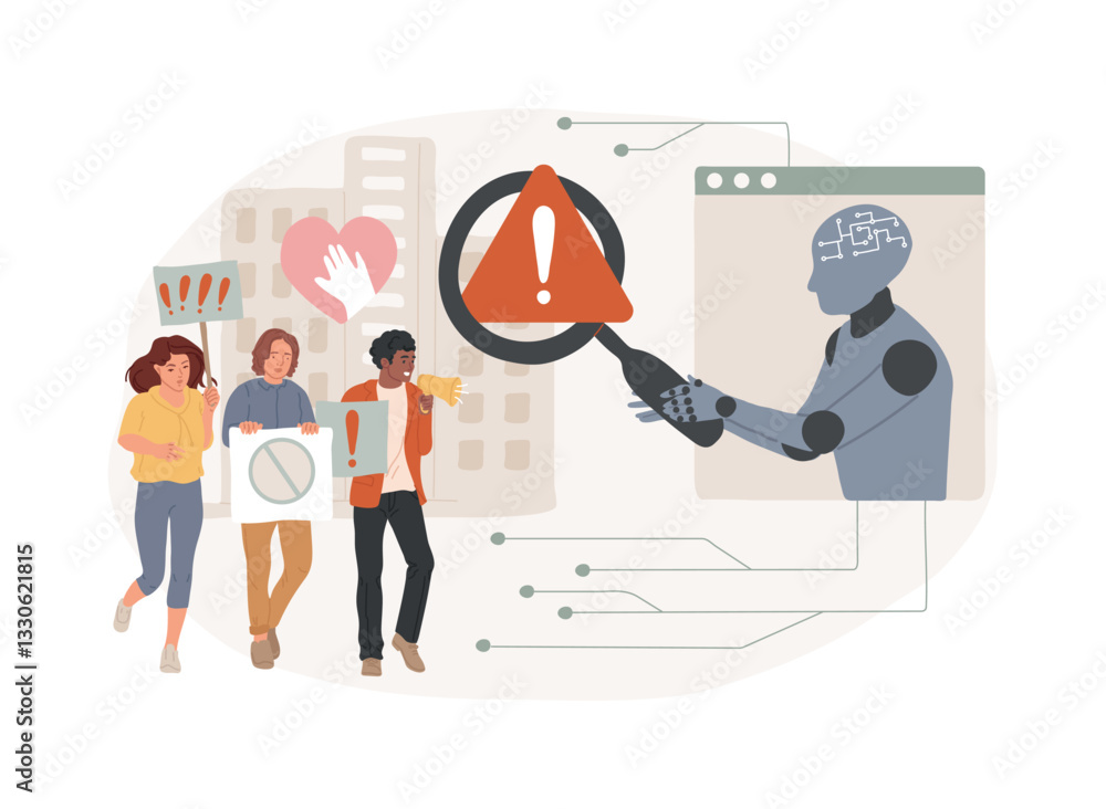 AI-Supported Cause Identification abstract concept vector illustration.