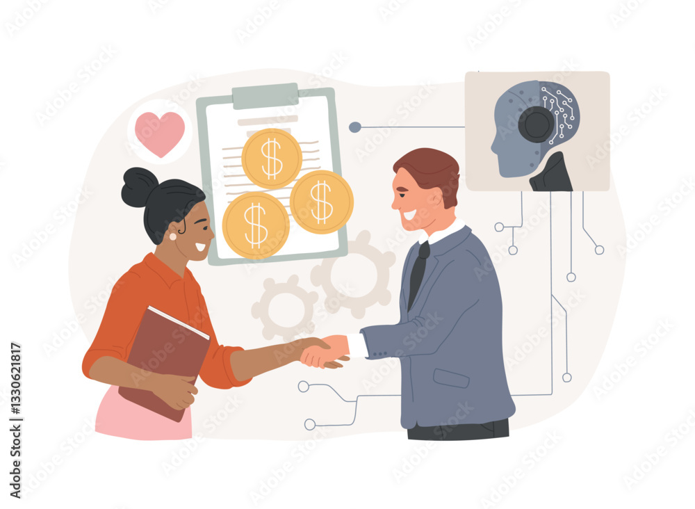 AI-Analyzed Impact Reporting abstract concept vector illustration.